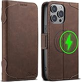 SINIANL Wallet Case for iPhone 15 Pro with Card Holder for Men Women, Compatible with MagSafe Wireless Charging Magnetic Leather Flip Folio Cover Case Wallet for iPhone 15 Pro Brown
