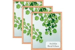 Veelot 8x10 Picture Frame OAK Solid Wood Photo Frame Set of 3 with Real Glass for Desktop and Home Decor