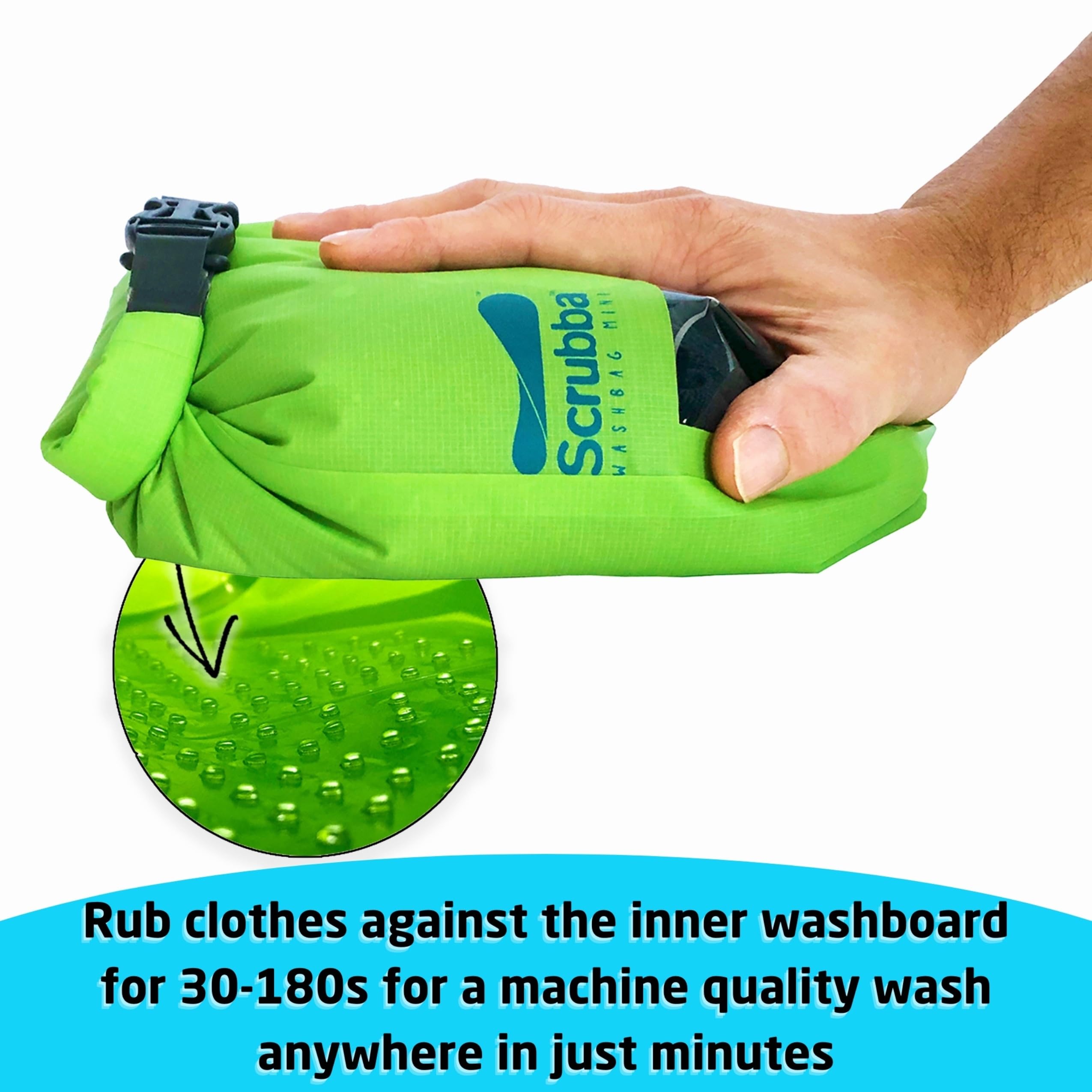 Scrubba Wash Bag MINI Ultra-Compact Washing Machine - Ideal for Travel, Camping & Hiking | Portable Washer & Dry Bag, 50% smaller than original Scrubba