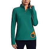 MAGCOMSEN Women's Quarter Zip Fleece Pullover Thermal Shirts with Zip Pocket Workout Running Tops Thumb Holes