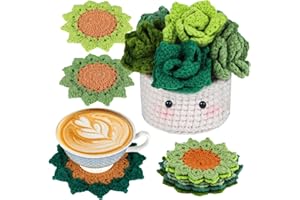 Tokidaring Crochet Kit for Beginners - Crochet Starter Kit with Step-by-Step Video Tutorials, DIY Coasters Beginner Crochet Kits for Adults Kids, Easy Complete Knitting Kit Supplies (6PCS)