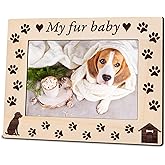 Grehos 5"X7" Photo Wooden Frame - My Fur Baby - Dog Theme Wood Picture Frame, Rustic Paw Prints Wooden Frame Gifts For Pet Owner, Dog Lover, Home & Office Tabletop Display (Horizontal)- A03