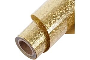 ​TORC Gold Glitter HTV Gold Heat Transfer Vinyl HTV Rolls, 12" x 6 ft Iron on Vinyl for T Shirts Gold Glitter HTV Vinyl for All Cutter Machines Easy to Cut & Weed for Heat Vinyl Design 1 Roll