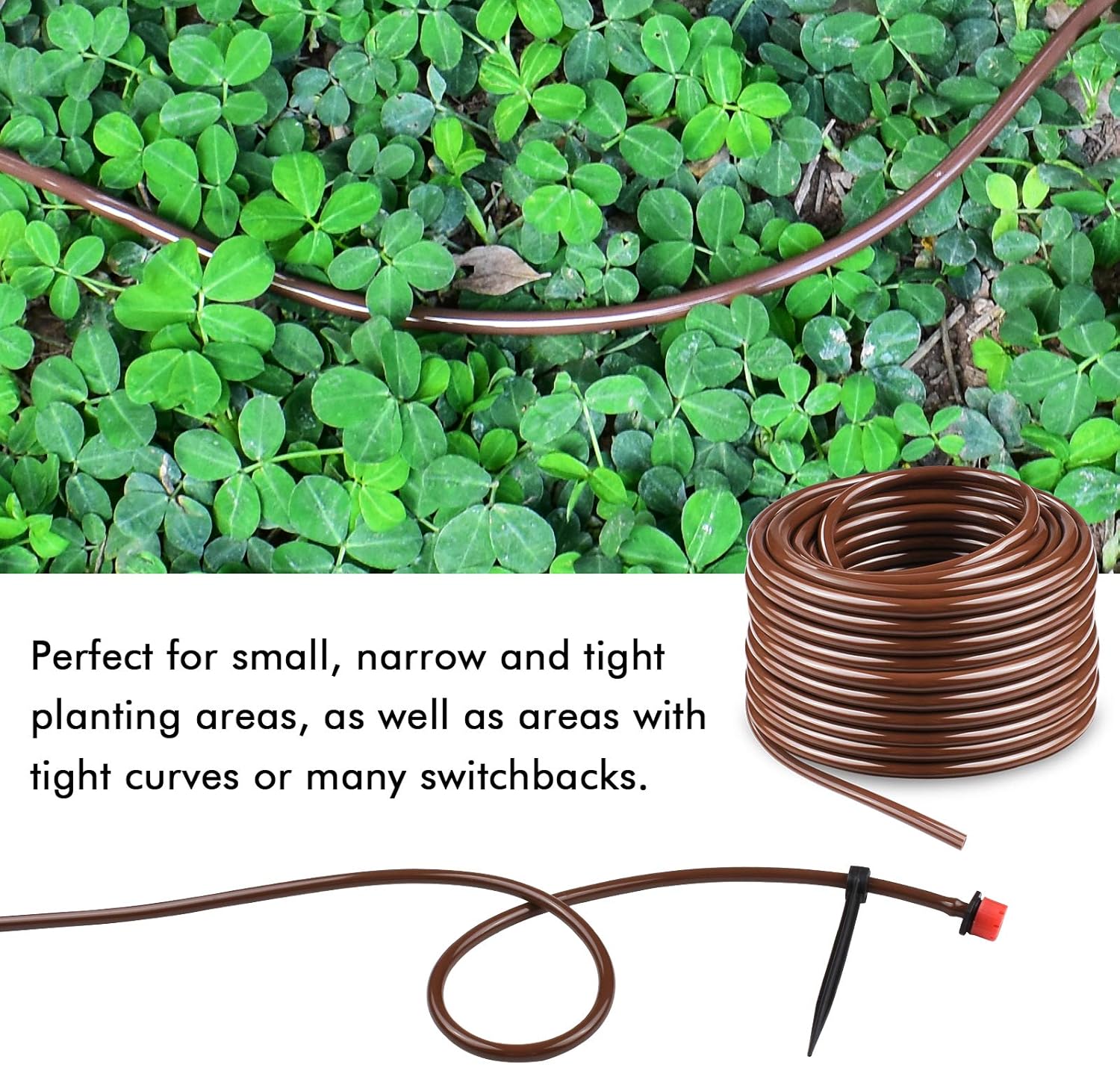 KORAM Drip Irrigation 1/4" Blank Distribution Tubing Drip Watering Hose 100ft Roll with Plant Garden Labels: Home Improvement