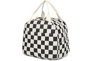 Insulated Lunch Bags for Women Men Fashionable Reusable Lunch Tote Cooler Cute Corduroy Handbag Black