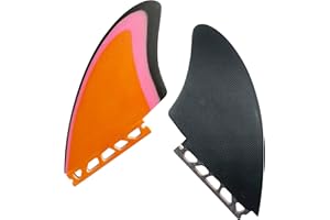 AQUBONA Twin Keel Fins, Single Tab Dual Tabs Fins Surfboard Fins, Twin Fin Fishtail Surfboard Fins Twin Keels - Smooth Fiberglass Flex