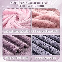 Newwiee 4 Pcs Flanne Fleece Throw Blanket for Bed
