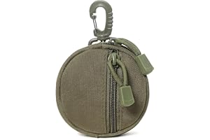 GMYIAK Coin Pouch, Round Coin Bag with Zipper and Carabiner, Change Purses Small Organizer Bags Canvas for Home, Coin Purse Keychain Pockets for Waist Pack (Green)