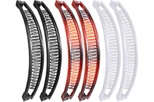 WILLBOND 6 Pcs Banana Clip Hair Clincher Combs Classic Banana Hair Clip Fish Shape Ponytail Clips for Women Girls Thick Curly Thin Fine Hair(Brown, White, Black)