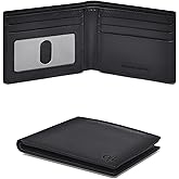 Oak Leathers Slim Leather Wallet for Men - RFID Blocking Slim Minimalist Front Pocket - Thin & Stylish with ID Window, Gift For Men (Black)