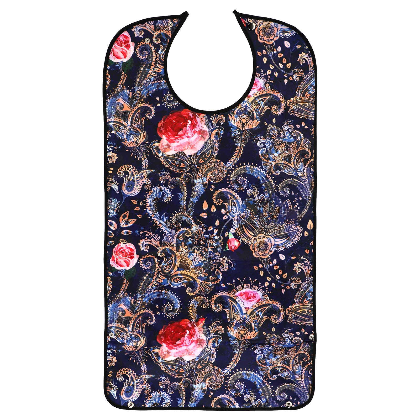 AIEX Adult Bibs, Waterproof Bibs, Machine Washable Clothing Protectors with Crumb Catcher for Older Women (Floral Print Pattern)