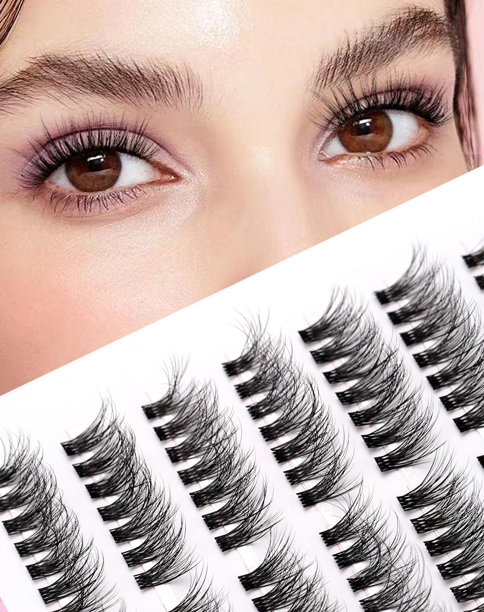 Wispy Lash Clusters Natural Lashes Thin Band Volume Individual D Curl Mink Eyelash Extensions 7 Pairs — image 1