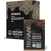 Truvani Vegan Pea Protein Powder | Chocolate | 20g Organic Plant Based Protein | Single Serving Travel Packets | 10 Servings | Keto | Gluten & Dairy Free | Low Carb | No Added Sugar