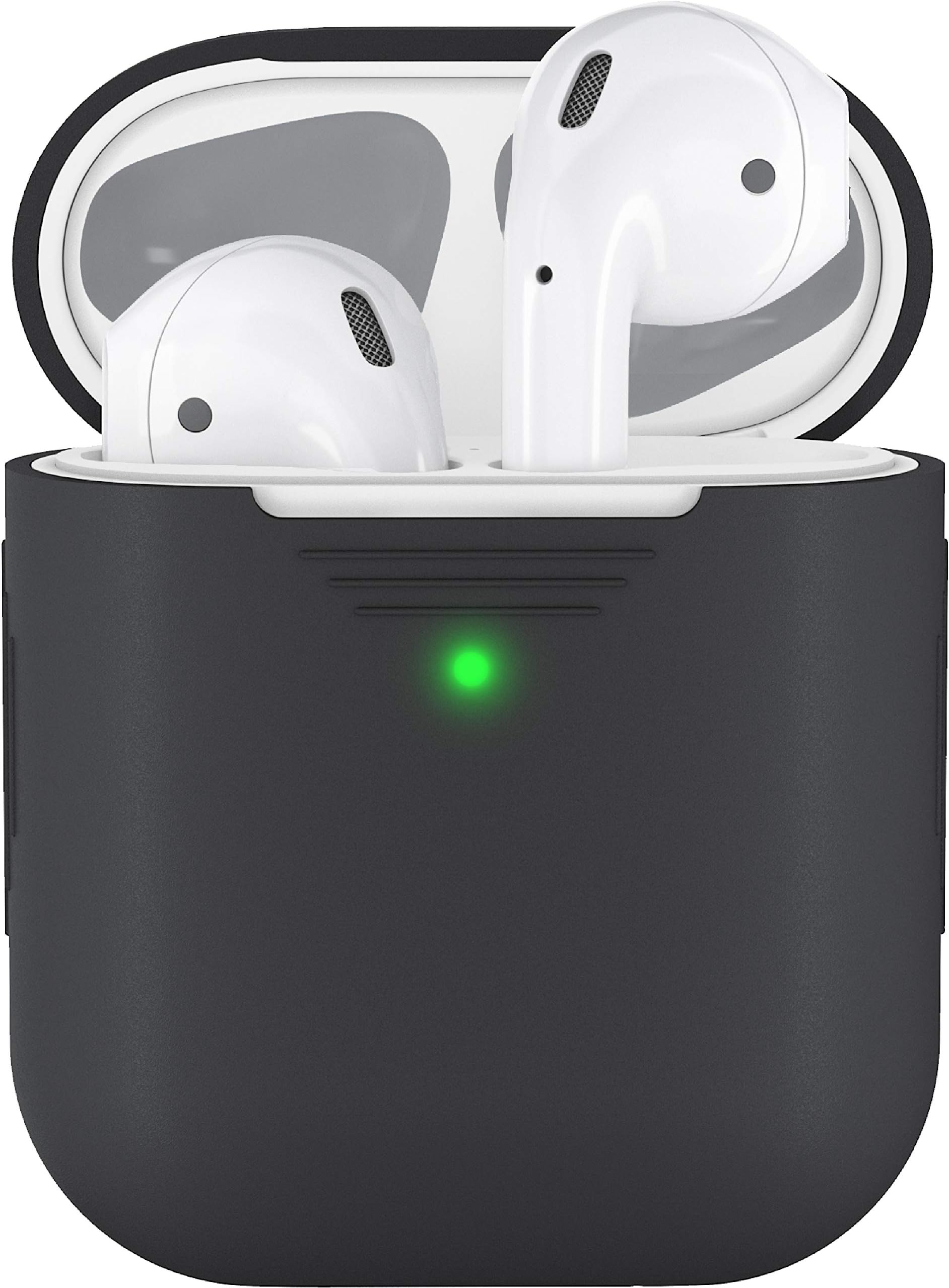 PodSkinz AirPods Case Protective Silicone Cover and Skin for Apple Airpods Charging Case (Black)