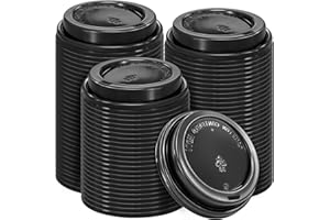 Clawsoff 180 Pack Disposable Coffee Cup lids, 3.54'' Leak-Proof Disposable Plastic Cup Lids for 10, 12, 16, 20oz Paper Cups, Hot/Cold Drinking Cup Lids, Black