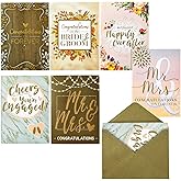Best Nest Wellness Wedding Cards Variety Set - 36 5 x 7 In Cards - 6 Rustic Designs With Olive Green Envelopes - Engagement & Wedding Congratulations Collection