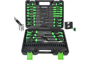 GURADESIGN 107-Piece Magnetic Screwdrivers Set with Case, Screw Driver Set, Includs Slotted, Phillips, Hex, Pozidriv,Torx and Precision Screwdriver Set, Tools for Men (107-Piece)