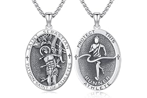 XIXLES 925 Sterling Silver Patron Saint Medal Protection Pendant Necklace Religion Jewelry for Men Women With 316L Stainless Steel Chain and Gifts Box