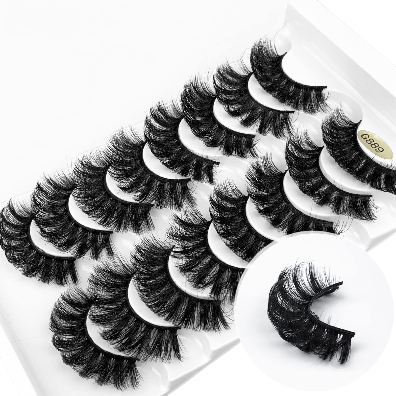 KOKAY False Eyelashes Russian Strip Lashes Faux Mink Lashes 8 Pairs DD Curl, Reusable Fluffy 3D Fake Eyelashes Thick Soft Waterproof for Gift (K009,17MM) — image 1