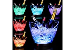 UMIGY 6 Pcs LED Ice Buckets 5L Clear Plastic Ice Bucket Large Capacity Light Ice Bucket RGB Colorful LED Cooler Bucket Champagne Wine Ice Beer Buckets with Lights for Party Home Bar Club