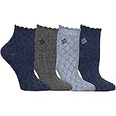 Columbia womens Flat-knit Textured Quarter Socks 4-pack