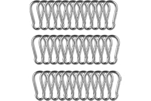 24PCS M6 Carabiner Clip 2.4 Inch Spring Snap Hook, Carbon Steel Quick Links Heavy Duty Keychain 6mm Snap Link Chain, Large Sn