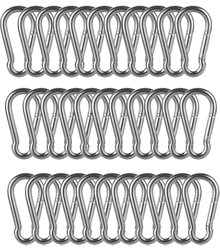 thumbnail image 2 of Cozihom 30-Pack Stainless Steel Carabiner Clips - 110lb Capacity For Keys, Camping & Outdoor Gear 2 of 13