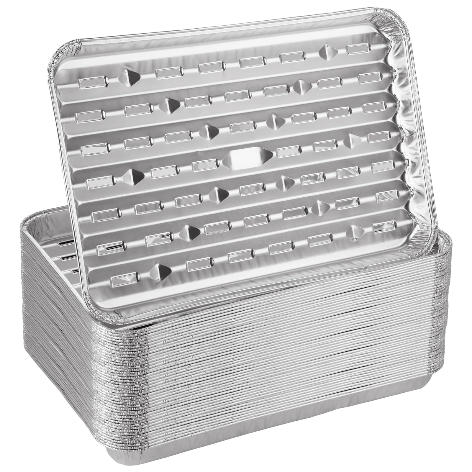 Photo 1 of ZUQIAN 50 Pack Aluminum Foil Grill Pans with Holes, 9'' x 13'' Aluminum Foil Grill Liner Topper, Disposable Foil Broiler Pans for Cooking BBQ Grilling Trays Foil Grill Drip Pans