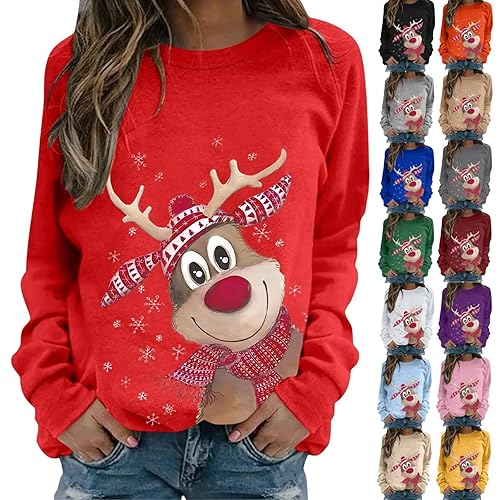 Nuoke christmas jumpers for women, christmas jumper girls, sweaters for women uk, ladies jumpers size 18, red jumper, xmas hoodie, women's sweatshirts, womens xmas tops