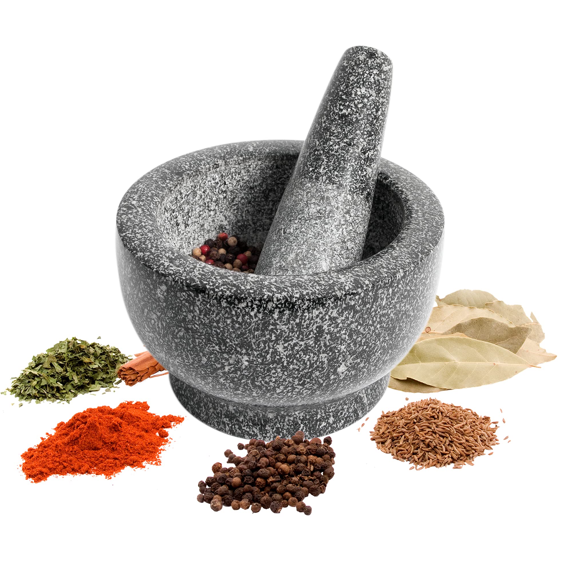 Browin 312008 Kitchen Solid Polished Granite Pestle and Mortar Natural Stone Heavy — image 1