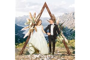 8.3FT Wooden Wedding Arch, Arch Backdrop Stand for Ceremony, Triangle Backdrop Stand for Garden Wedding Parties, Natural Wood