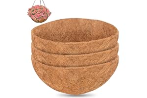 ZeeDix 18 Inch Coco Liners for Hanging Baskets, 3 Pcs Round Coco Liner 100% Natural Coco Fiber Basket Coconut Replacement Liner for Hanging Baskets Planters Flowers Vegetables(18in-3pcs)