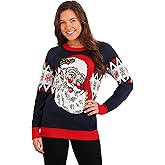 Vintage Santa Christmas Sweater Rib Knit Band, Cuffs, Waistband All-Over Knitted Santas