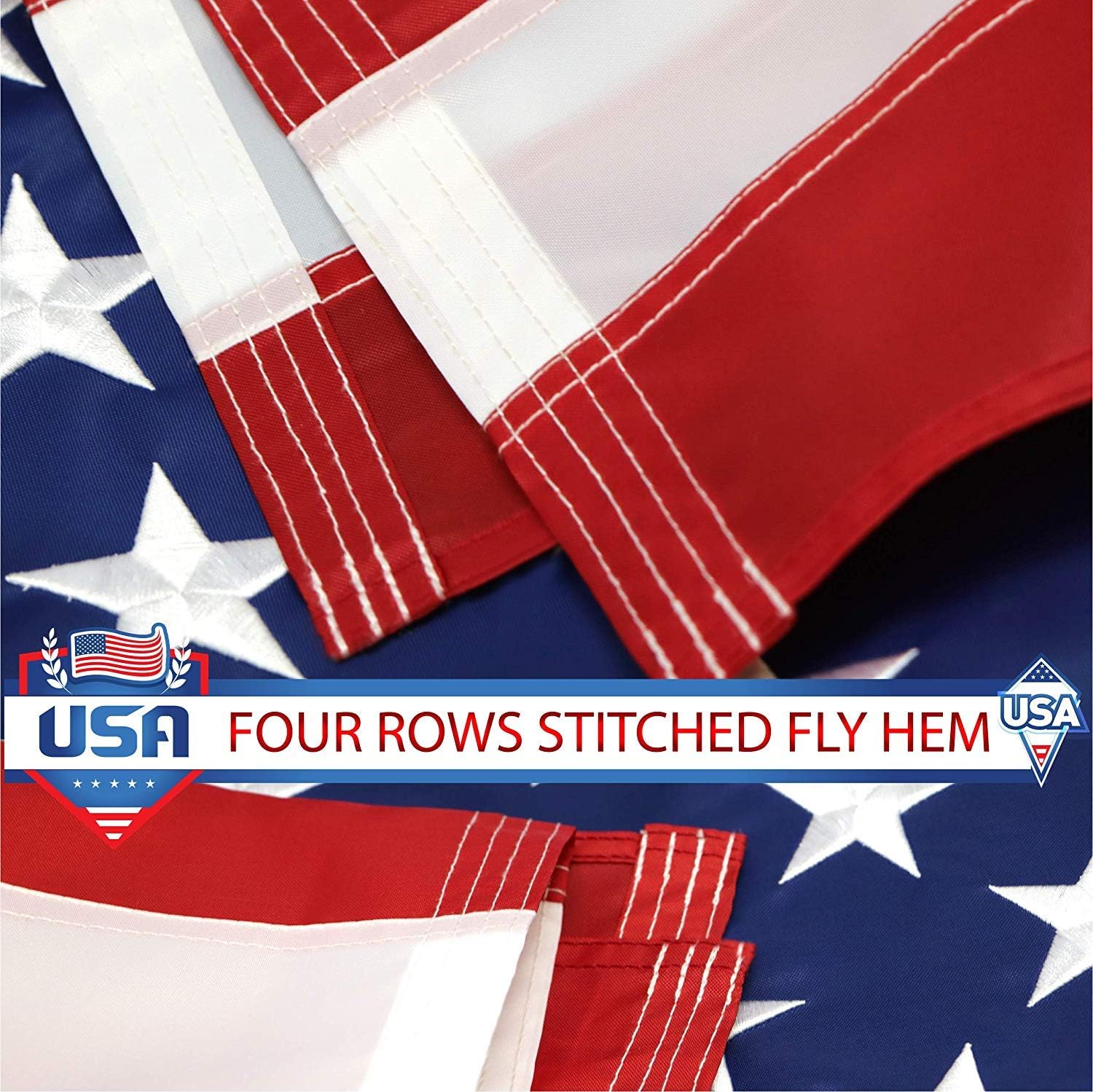 G128 American Flag 5x8 ft USA US Flag Embroidered Stars Sewn Stripes Brass Grommets Durable Indoor Outdoor Use : Garden & Outdoor