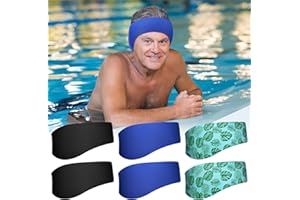 Croknit 6 Pcs Swimming Headband Swimming Ear Plugs Protection Waterproof Ear Covers Hold Earplugs Ear Tube Protection Secure Earplugs Adult Sizes Water Protection for Summer, Bath, Shower, Pool, Beach