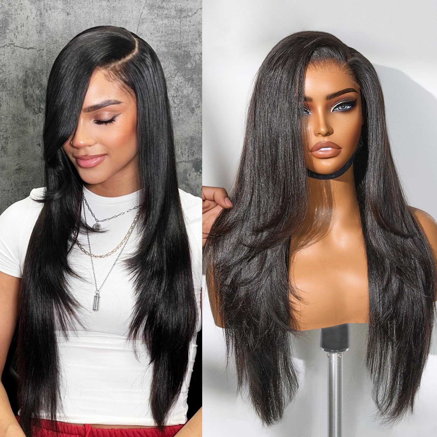 20 Inch Pre-Plucked Indian Human Hair Lace Front Wig – 13x6 HD Lace, Light Yaki Straight, With Baby Hair – Natural Black By Luffywig