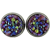 Summerfield Collection Hematite-tone Faux Druzy Stone Stud Earrings 8mm