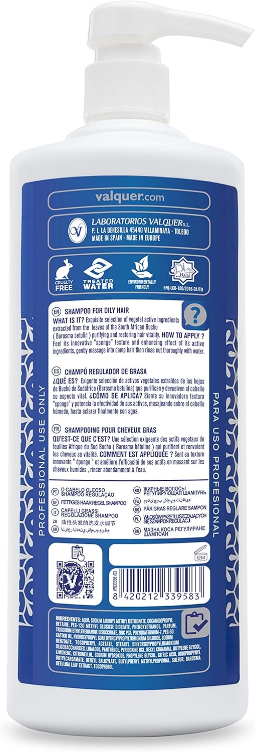 VALQUER Sebum-Regulating Zero Shampoo for Oily Hair, Blue, 1 l (Pack of 1) - Image 5