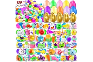 HOLILURE 139 Pack Prefilled Easter Eggs with Toys Inside, Easter Basket Stuffers Plastic Easter Eggs Fillers Easter Party Favors Classroom Prizes Easter Eggs Hunt Easter Gifts Easter Basket for Kids