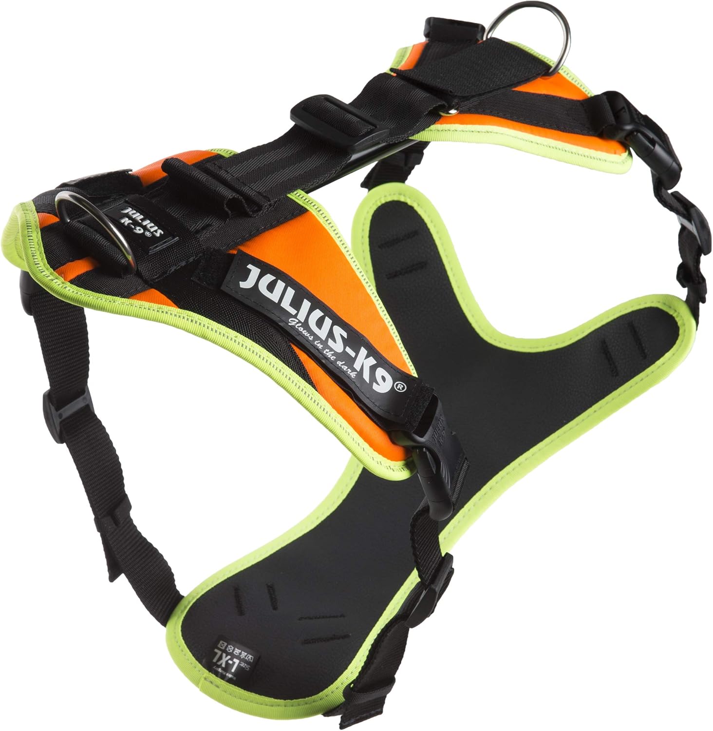 JuliusK9 Mantrailing & Outdoor Dog Harness UV Orange with neon edge