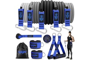 WALITO Resistance Bands Set - Exercise Bands with Handles, Door Anchor, Legs Ankle Straps, for Heavy Resistance Training, Physical Therapy, Muscle Training, Yoga, Home Workouts
