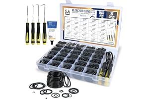 AAM ESSENTIALS O Ring Kit - 1560 Pcs 32 Size - Nitrile Rubber O Rings Assortment Kit + 4 Hook Set & Grease Tube – for Automotive, Plumbing, Pressure Washer, Air or Gas Sealing Connections (O Rings 1560 Pcs)