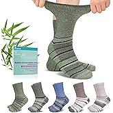 Revosoxs Diabetic Crew Socks for Men Women,Bamboo Viscose Non-Binding Loose Top Wide Socks with Seamless Toe 9-11 10-13