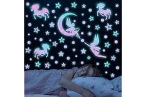 CLOTHMILE Glow in The Dark Wall Decals Stars Wall Stickers Blue Luminous Glow Stars Moon Ceiling Stickers Decor for Baby Girls Boys Bedroom Ceiling Nursery Room Decor