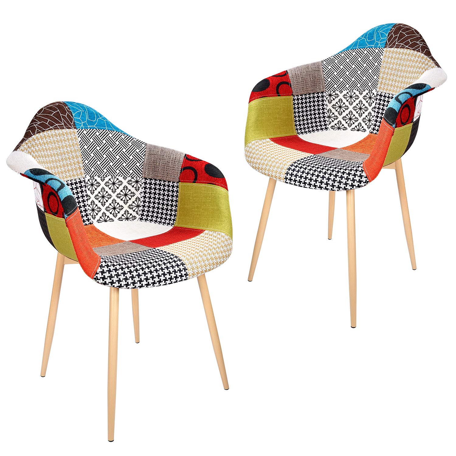 VADIM Esszimmerstühle mit Armlehne 2er Set Patchwork, Küchenstuhl Mit
