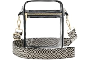 WEIMZC Clear Crossbody Bag Stadium Approved,Adjustable Shoulder Strap Clear Crossbody Purse for Concerts,Sports Events