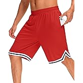 JWM Mens 11" Gym Basketball Shorts with Zipper Pockets - Quick Dry Lightweight Mesh Athletic Shorts for Workout Running