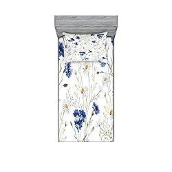Lunarable Watercolor Flower Fitted Sheet & Pillow
