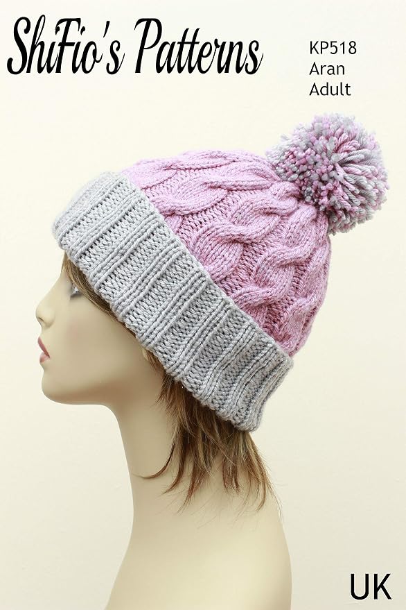 Knitting Pattern for Ladies Hat, Cable Beanie, Aran KP518 Amazon.co.uk