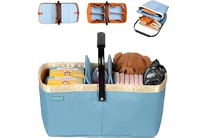 BabbleRoo Diaper Caddy: Large Capacity Diaper Organizer Basket, Perfect for Storing Baby Wipes, Diapers & Baby Essentials. Spacious, Convenient for Parents of Newborn Babies - Blue